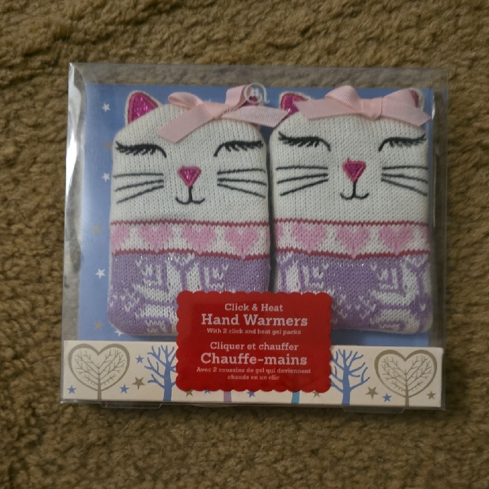 Cute Cat Hand Warmers with Pink Bows
